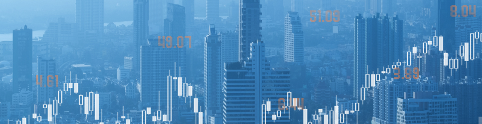 Image of Finance graph overlaying London Skyline