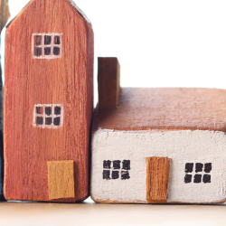 image of residential properties made from toy bricks.